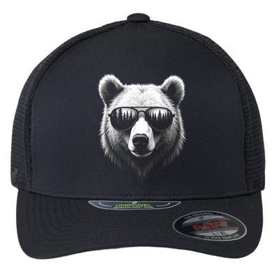 Funny Bear In Sunglasses Bears Flexfit Unipanel Trucker Cap