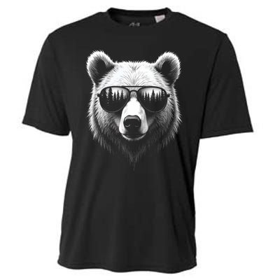 Funny Bear In Sunglasses Bears Cooling Performance Crew T-Shirt