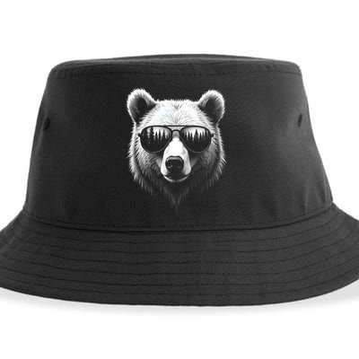 Funny Bear In Sunglasses Bears Sustainable Bucket Hat