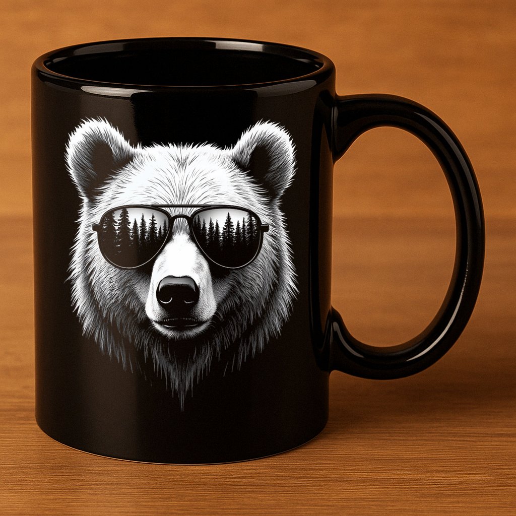 Funny Bear In Sunglasses Bears 11oz C Handle Ceramic Mug