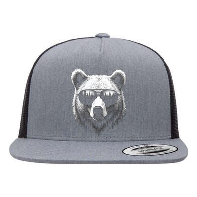 Funny Bear In Sunglasses Bears Flat Bill Trucker Hat