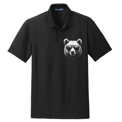 Funny Bear In Sunglasses Bears Dry Zone Grid Polo