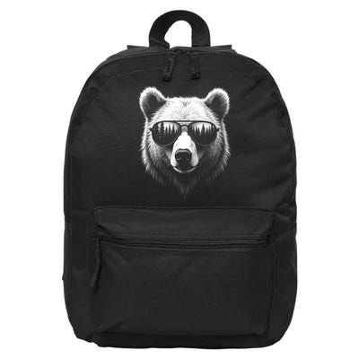 Funny Bear In Sunglasses Bears 16 in Basic Backpack