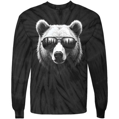 Funny Bear In Sunglasses Bears Tie-Dye Long Sleeve Shirt