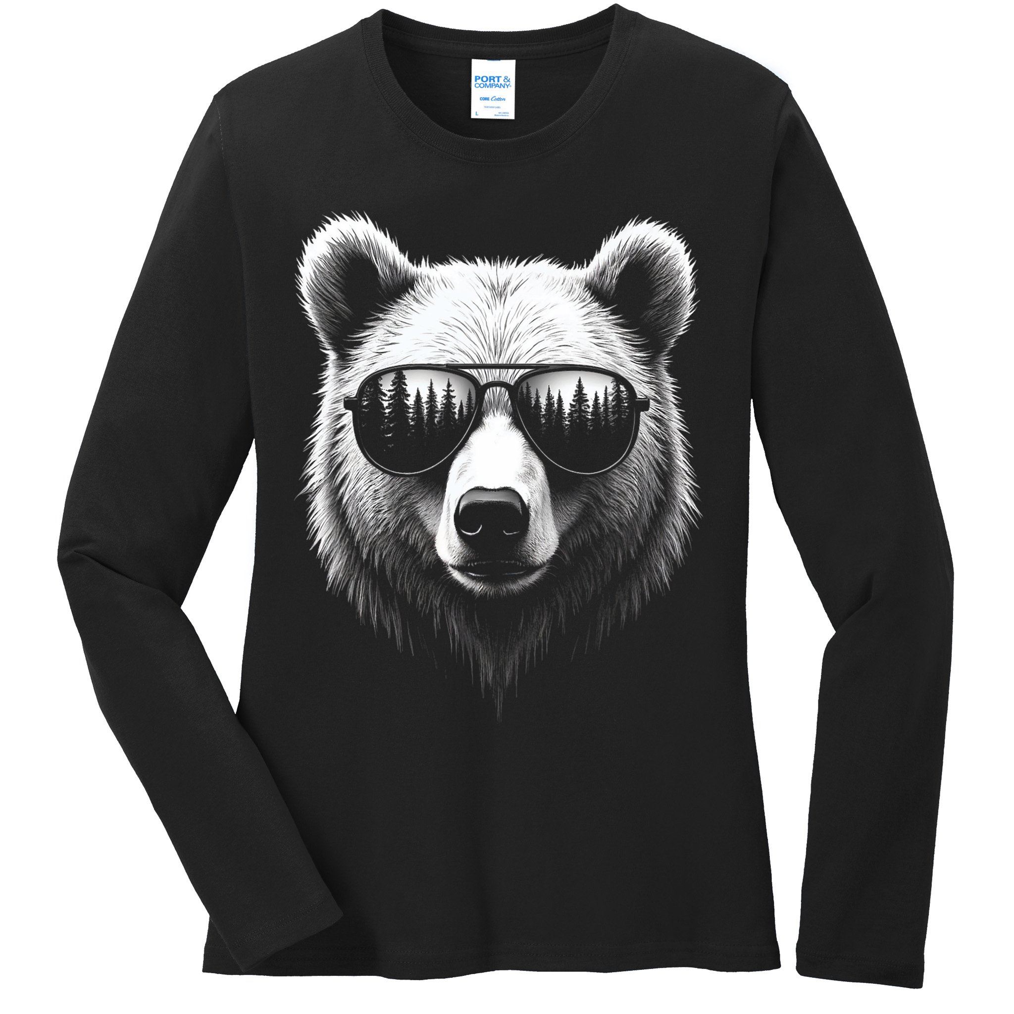 Funny Bear In Sunglasses Bears Ladies Long Sleeve Shirt