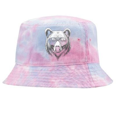 Funny Bear In Sunglasses Bears Tie-Dyed Bucket Hat