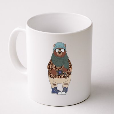 Funny Bear In Fashionable Outfit Leopard Kawaii Bear Lover Gift Coffee Mug