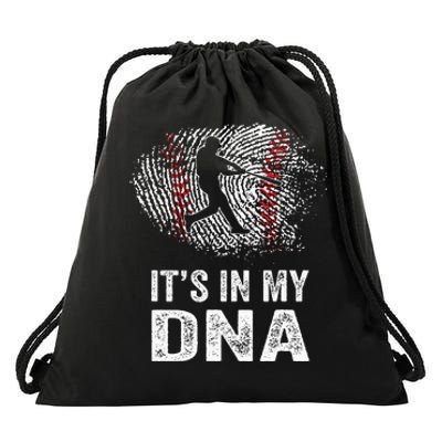 Funny Baseball Its In My DNA Fingerprint Drawstring Bag