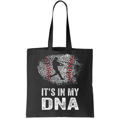 Funny Baseball Its In My DNA Fingerprint Tote Bag