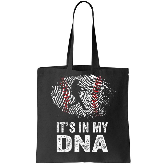 Funny Baseball Its In My DNA Fingerprint Tote Bag