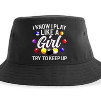 Funny Billiards I Know I Play Like A Girl Pool Billiard Player Gift Sustainable Bucket Hat