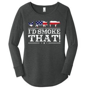 Funny Bbq Id Smoke That Meat Pitmaster Women's Perfect Tri Tunic Long Sleeve Shirt