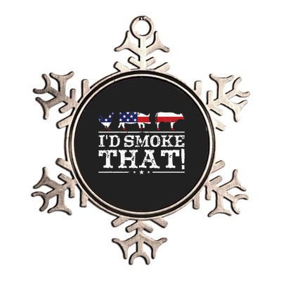 Funny Bbq Id Smoke That Meat Pitmaster Metallic Star Ornament