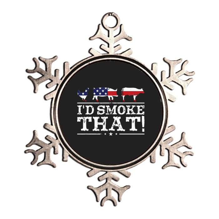 Funny Bbq Id Smoke That Meat Pitmaster Metallic Star Ornament