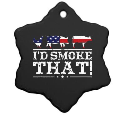 Funny Bbq Id Smoke That Meat Pitmaster Ceramic Star Ornament