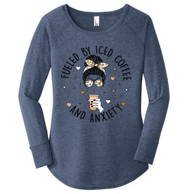 Fueled By Iced Coffee And Anxiety Funny Coffee Lover Women's Perfect Tri Tunic Long Sleeve Shirt