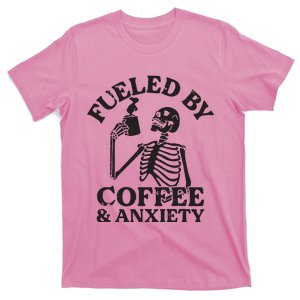 Fueled By Iced Coffee And Anxiety Funny Coffee Lover T-Shirt