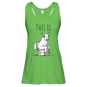 Funny Bull Is Sitting On A Toilet This Is Bullshit Ladies Essential Flowy Tank