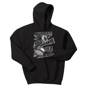 Funny Build It Tune It Race It Break It Fix It Repeat Kids Hoodie