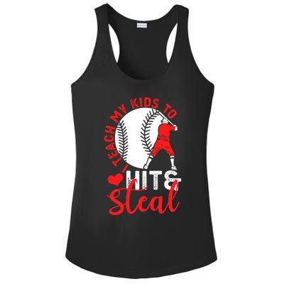 Funny Baseball I Teach To Hit And Steal Baseball Coach Great Gift Ladies PosiCharge Competitor Racerback Tank