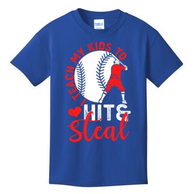 Funny Baseball I Teach To Hit And Steal Baseball Coach Great Gift Kids T-Shirt