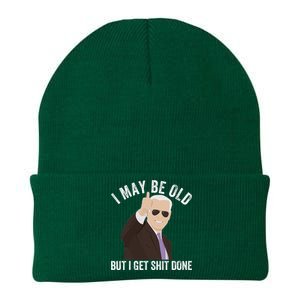 Funny Biden I May Be Old But I Get Shit Done Knit Cap Winter Beanie