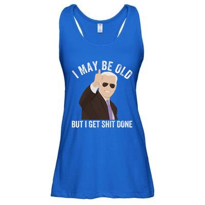 Funny Biden I May Be Old But I Get Shit Done Ladies Essential Flowy Tank