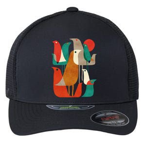 Flock Bird Illustration Flexfit Unipanel Trucker Cap