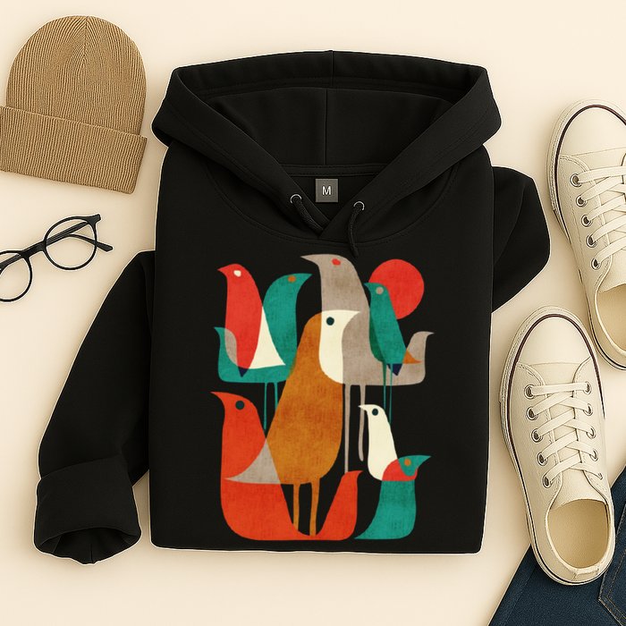 Flock Bird Illustration Hoodie