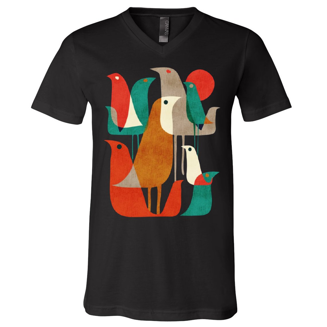 Flock Bird Illustration V-Neck T-Shirt