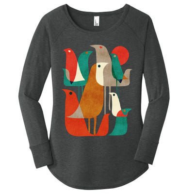 Flock Bird Illustration Women's Perfect Tri Tunic Long Sleeve Shirt