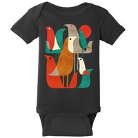 Flock Bird Illustration Baby Bodysuit