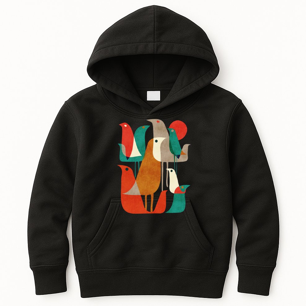 Flock Bird Illustration Kids Hoodie