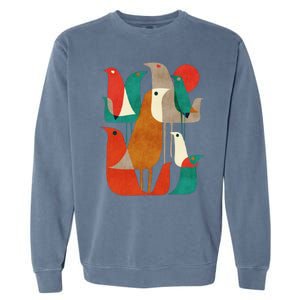 Flock Bird Illustration Garment-Dyed Sweatshirt