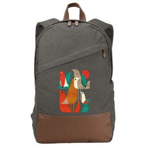 Flock Bird Illustration Cotton Canvas Backpack