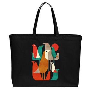 Flock Bird Illustration Cotton Canvas Jumbo Tote