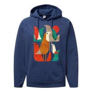 Flock Bird Illustration Performance Fleece Hoodie