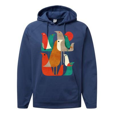 Flock Bird Illustration Performance Fleece Hoodie