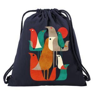 Flock Bird Illustration Drawstring Bag