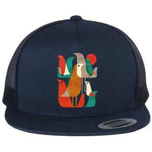 Flock Bird Illustration Flat Bill Trucker Hat