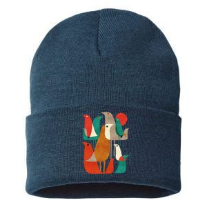 Flock Bird Illustration Sustainable Knit Beanie