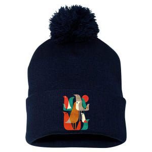 Flock Bird Illustration Pom Pom 12in Knit Beanie