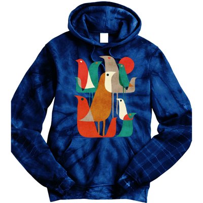 Flock Bird Illustration Tie Dye Hoodie