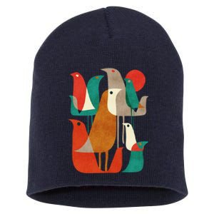 Flock Bird Illustration Short Acrylic Beanie