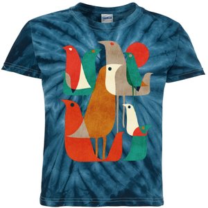 Flock Bird Illustration Kids Tie-Dye T-Shirt