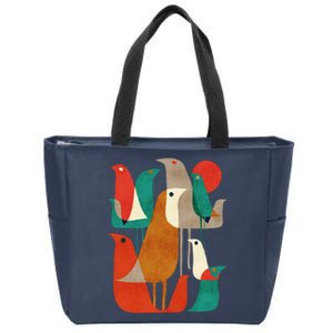 Flock Bird Illustration Zip Tote Bag