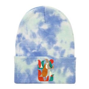 Flock Bird Illustration Tie Dye 12in Knit Beanie