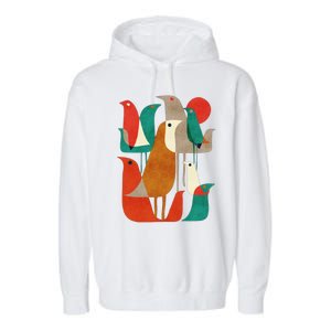 Flock Bird Illustration Garment-Dyed Fleece Hoodie