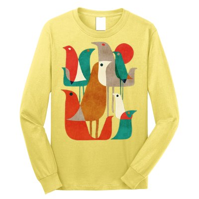 Flock Bird Illustration Long Sleeve Shirt