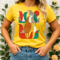 Flock Bird Illustration Womens T-Shirt